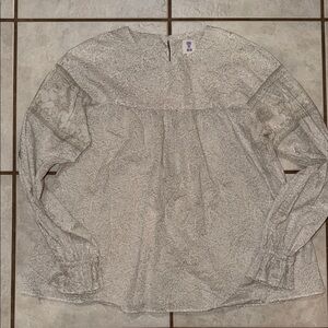 ANNA SUI Cream/Tan Boho Peasant Top Blouse Size Small Lightweight Summer Ready!